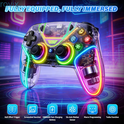 PS5 Wireless Controller Pro – Anti-Drift, Dual Vibration, RGB Lights, Programmable Buttons, Fast Charging