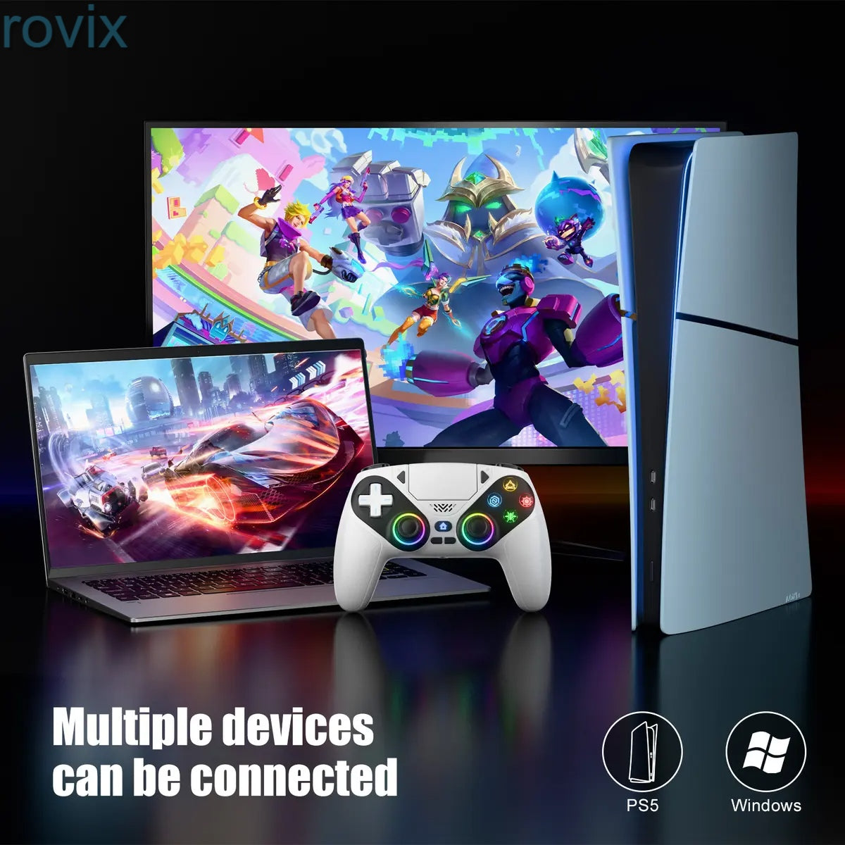 PS5 Wireless Controller Pro – Anti-Drift, Dual Vibration, RGB Lights, Programmable Buttons, Fast Charging